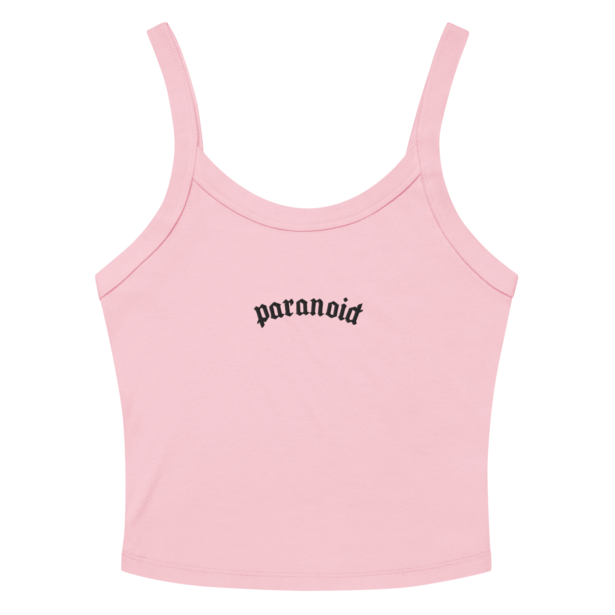 Paranoid Embroidered Ribbed Cropped Tank Top