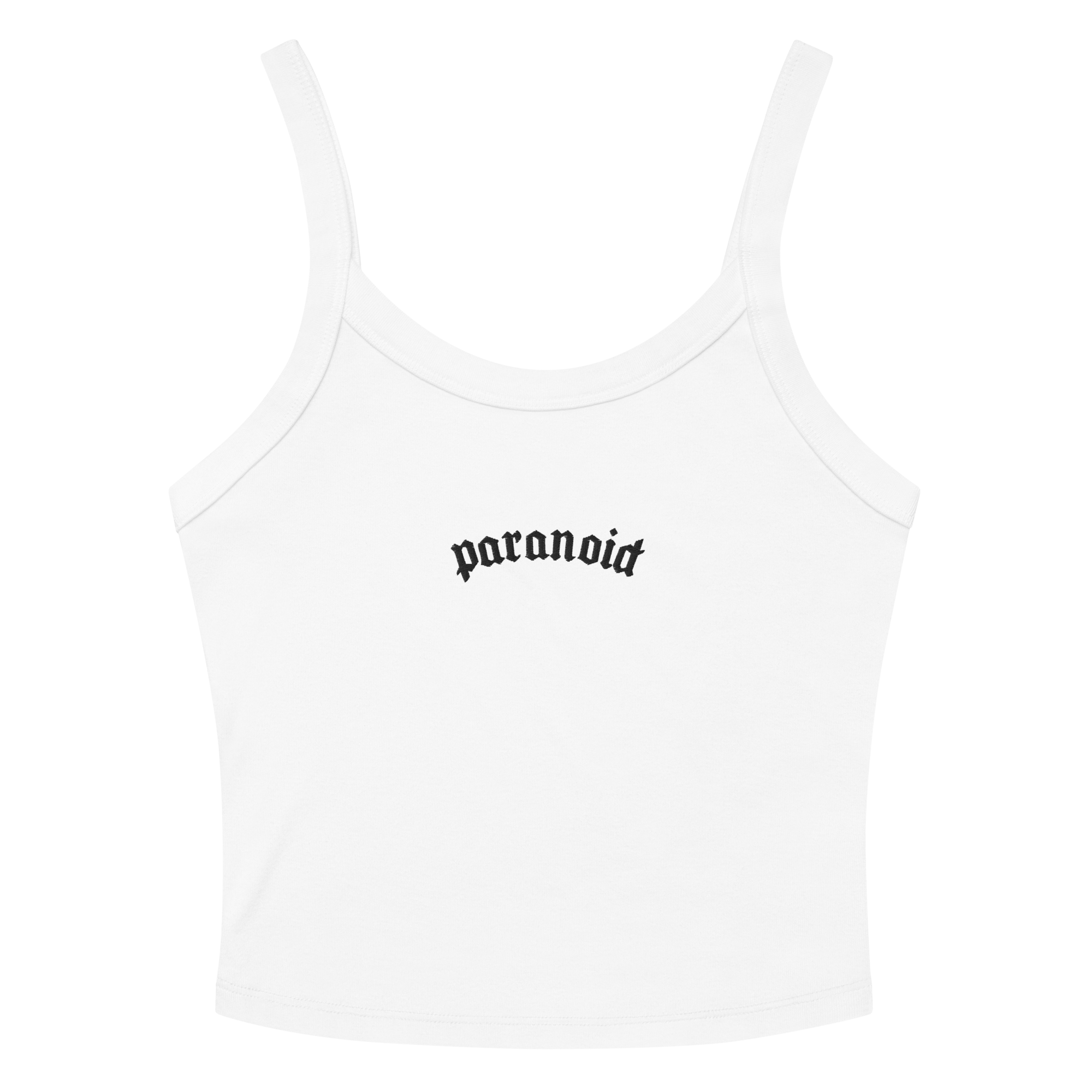 Paranoid Embroidered Ribbed Cropped Tank Top